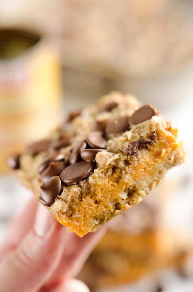 Pumpkin Dark Chocolate Oatmeal Bars
