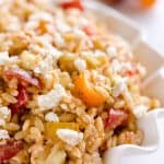 Sundried Tomato Feta Orzo Salad is an easy and unique pasta salad that makes a great side dish for any holiday meal!