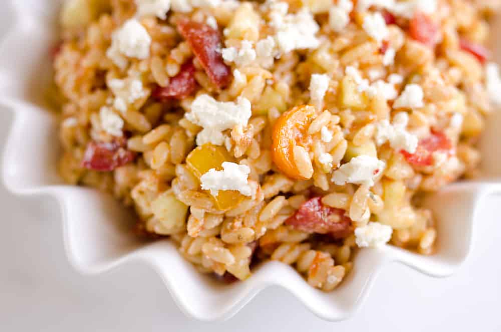 Sundried Tomato Feta Orzo Salad is an easy and unique pasta salad that makes a great side dish for any holiday meal!