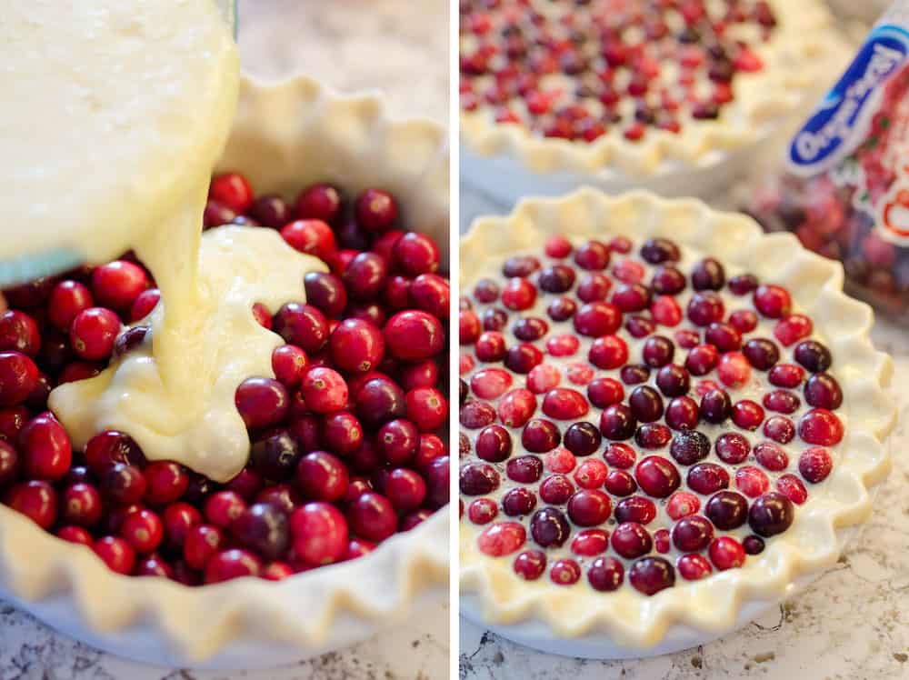 Cranberry Orange Custard Pie is a festive and unique pie to enjoy during the holiday season. Silky sweet custard laced with orange zest and tart cranberries fill a flaky pie crust for a delicious dessert you will love!