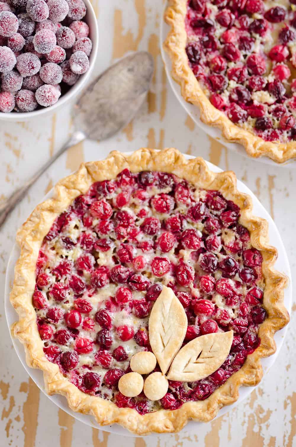 Cranberry Orange Custard Pie is a festive and unique pie to enjoy during the holiday season. Silky sweet custard laced with orange zest and tart cranberries fill a flaky pie crust for a delicious dessert you will love!