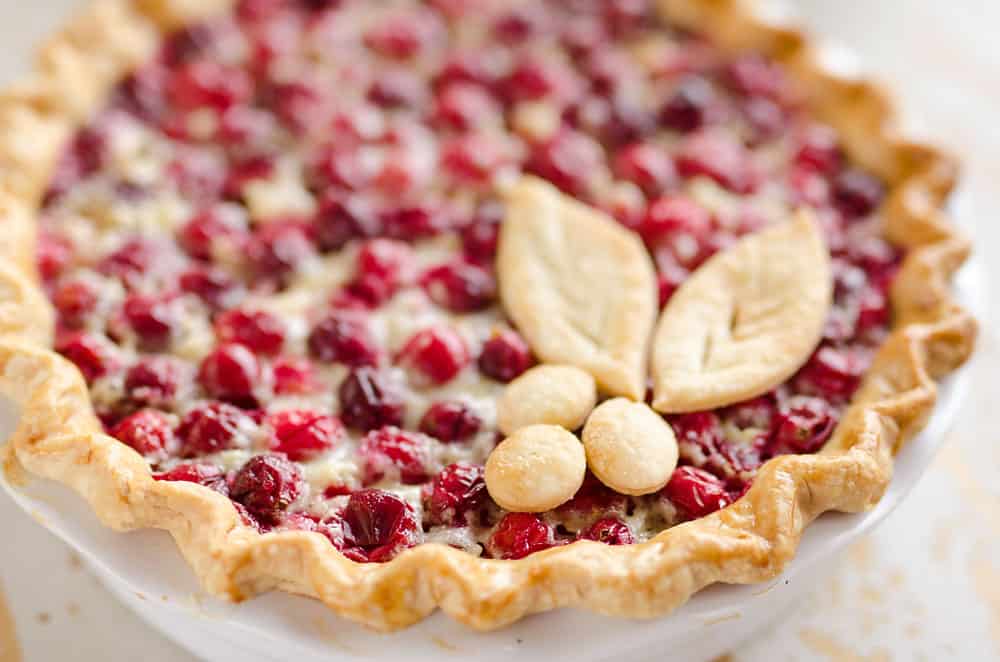 Cranberry Orange Custard Pie is a festive and unique pie to enjoy during the holiday season. Silky sweet custard laced with orange zest and tart cranberries fill a flaky pie crust for a delicious dessert you will love!