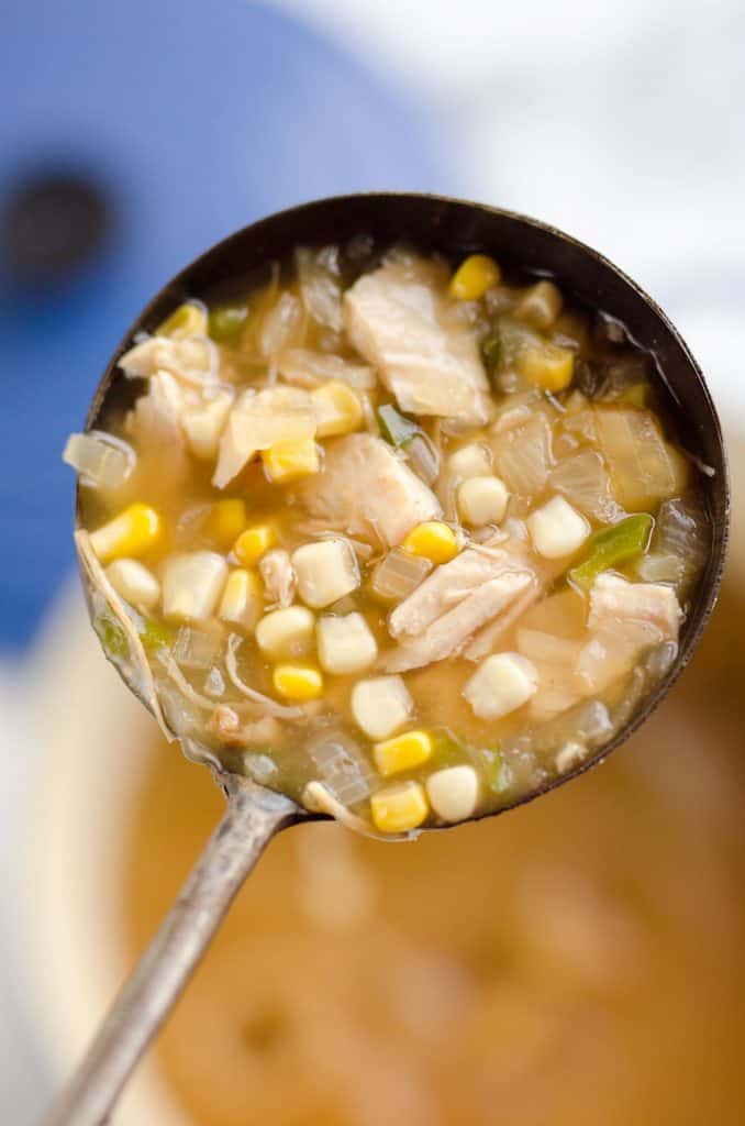 Spicy Turkey & Sweet Corn Soup is the perfect way to use up your holiday leftovers for a light and delicious meal!
