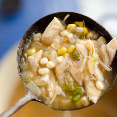 Spicy Turkey & Sweet Corn Soup is the perfect way to use up your holiday leftovers for a light and delicious meal!