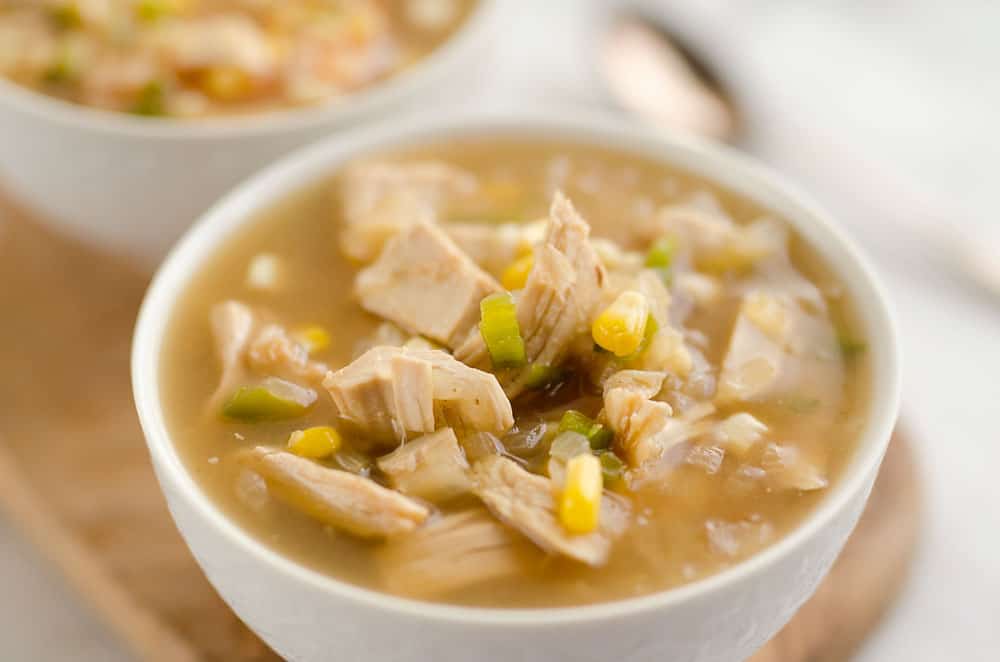 Spicy Turkey & Sweet Corn Soup is the perfect way to use up your holiday leftovers for a light and delicious meal!