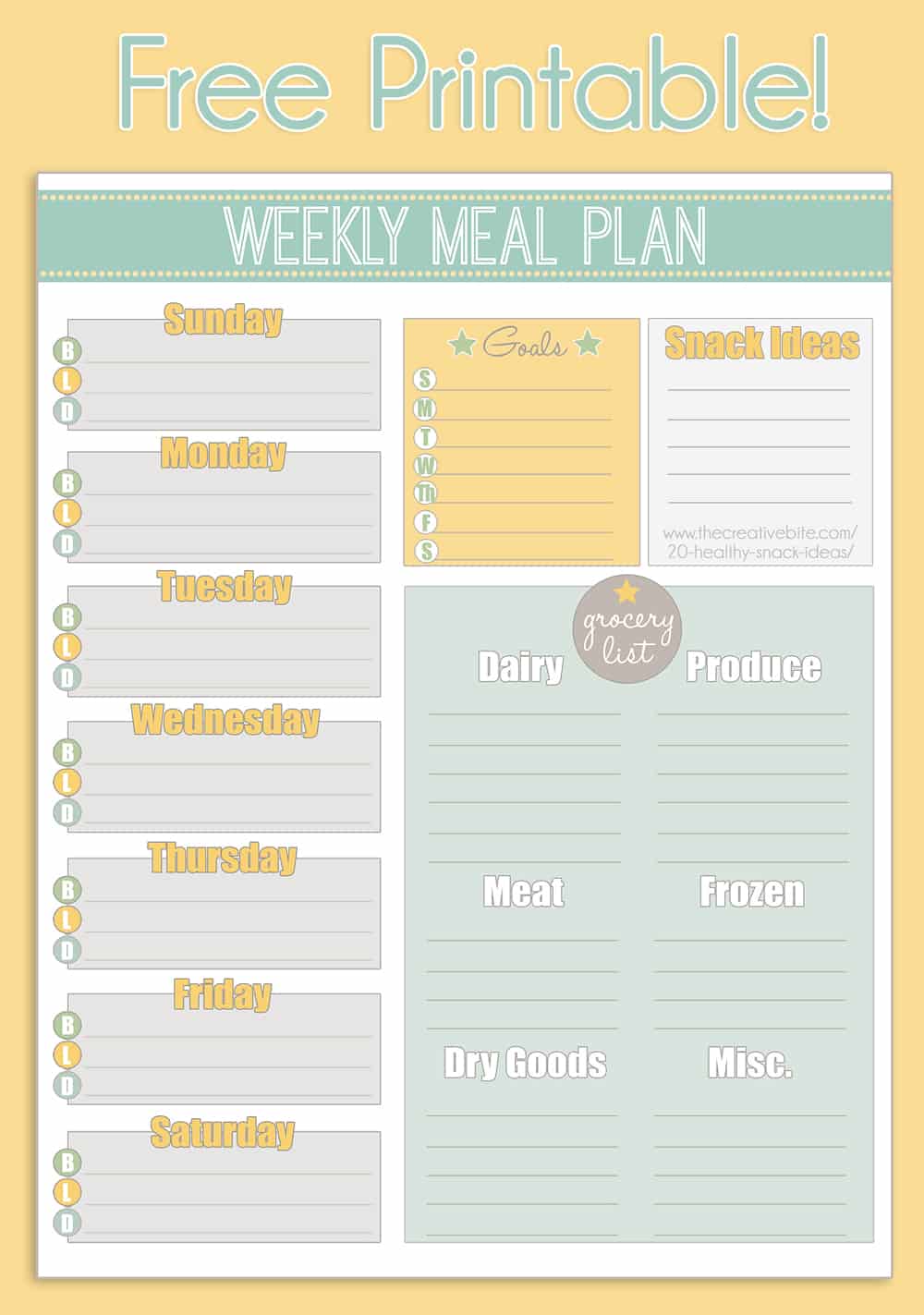 Free Printable Weekly Meal Planner Template With Grocery List