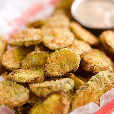 Airfryer Parmesan Dill Fried Pickle Chips are a quick and easy appetizer made extra crunchy in your Airfryer without all the fat from oil. This low-fat snack is sure to satisfy your craving for something salty!