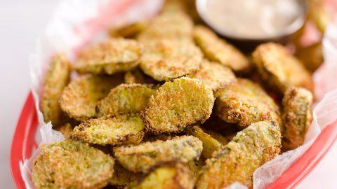 Airfryer Parmesan Dill Fried Pickle Chips are a quick and easy appetizer made extra crunchy in your Airfryer without all the fat from oil. This low-fat snack is sure to satisfy your craving for something salty!