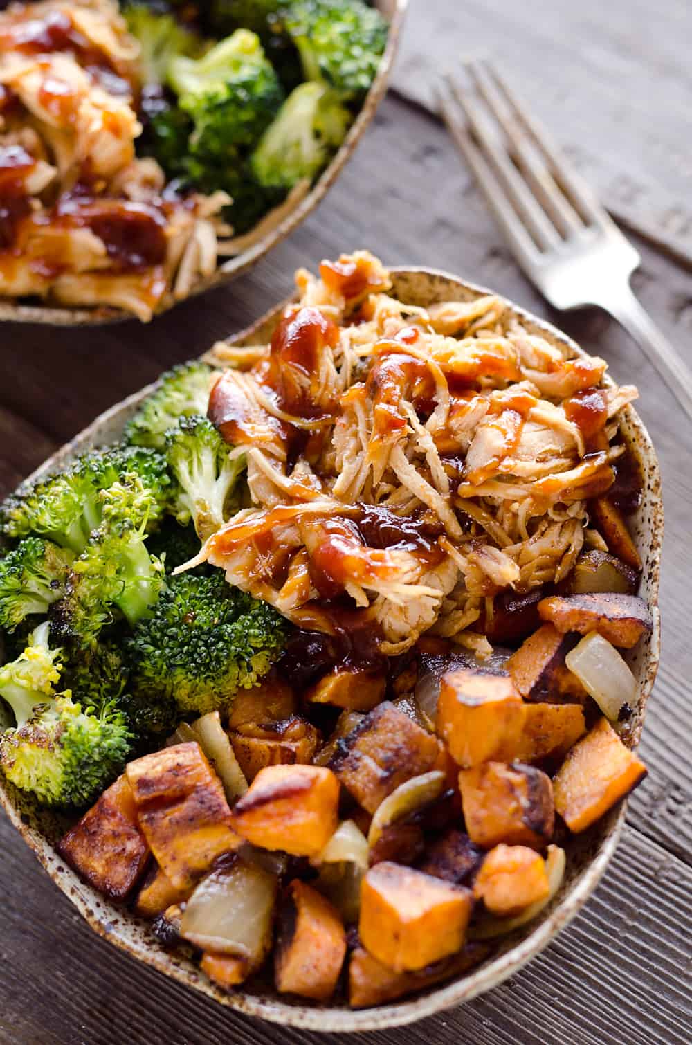 BBQ Chicken & Roasted Sweet Potato Bowls - Easy Meal Prep
