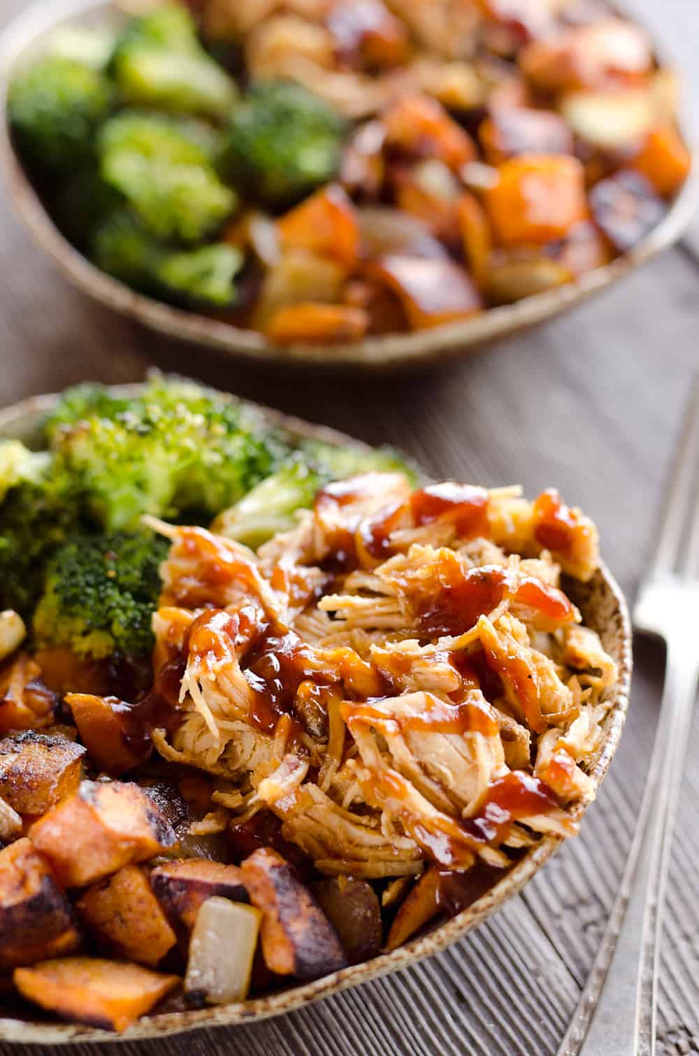 BBQ Chicken & Roasted Sweet Potato Bowls