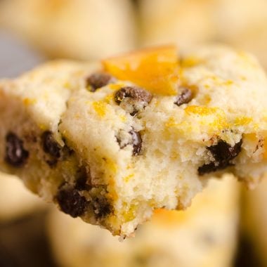 Dark Chocolate & Orange Scones are soft and tender cake-like treats with a bright citrus flavor paired with rich dark chocolate. Serve them for breakfast, brunch or dessert, they are sure to be a hit!