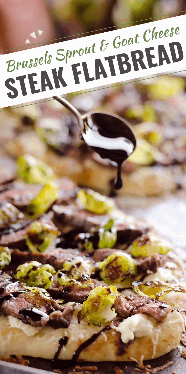 Steak, Goat Cheese & Roasted Brussels Sprouts Flatbread