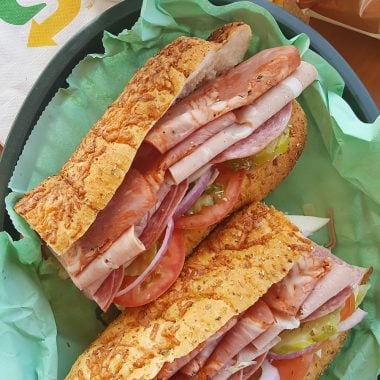 SUBWAY Italian Hero is a flavorful sub sandwich with authentic Italian flavors. Fresh bread is topped with Capicola, Mortadella, Genoa Salami, Provolone, your preferred veggies, oregano, oil and red wine vinegar for a delicious and convenient meal.