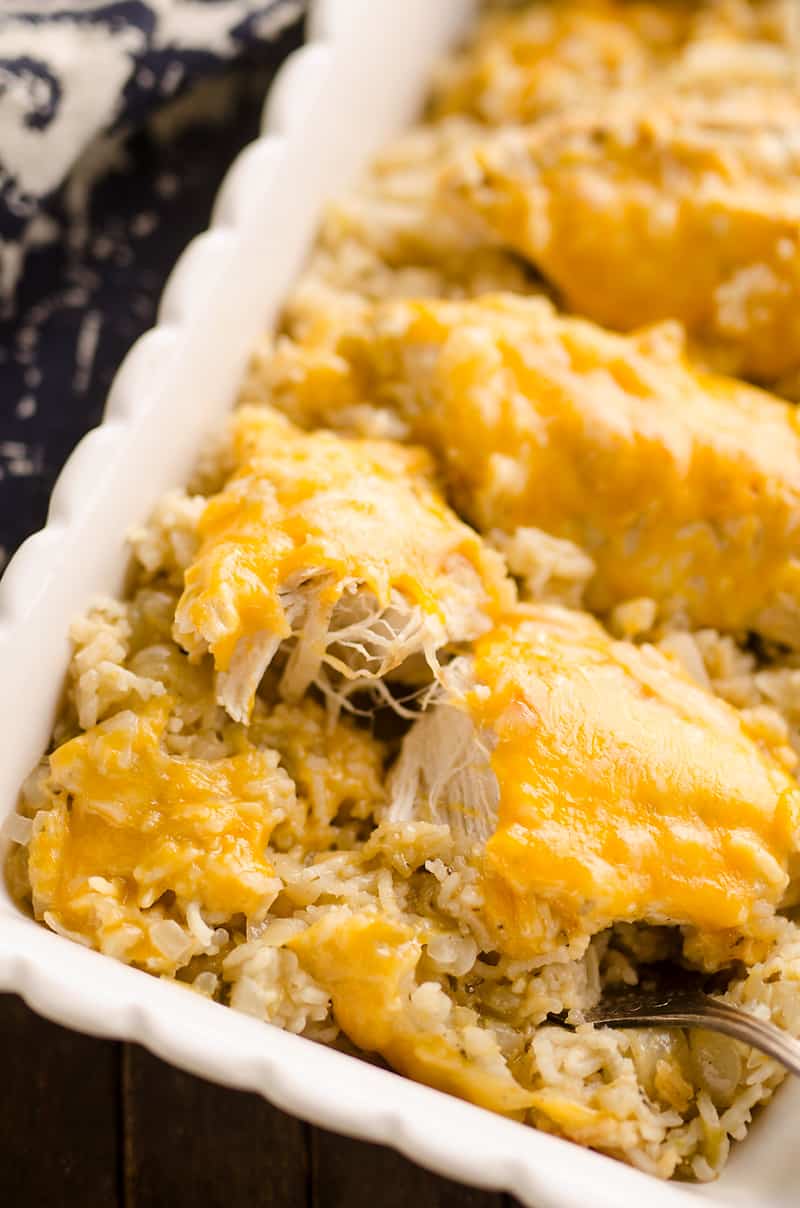 Pressure Cooker Salsa Verde Chicken & Rice is a quick and easy dinner recipe made in your Instant Pot in less than 30 minutes! Zesty rice is topped with cheesy chicken breasts for a one-pot meal the whole family will love.