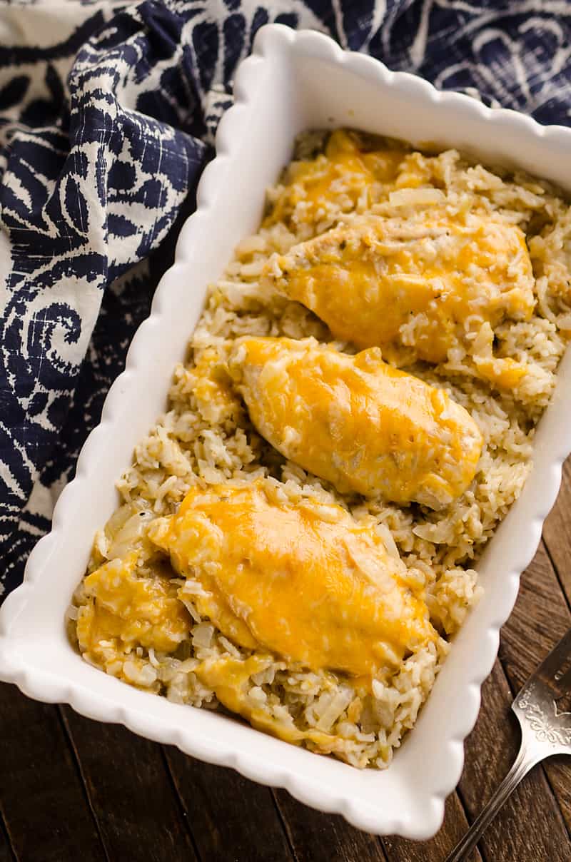 Pressure Cooker Salsa Verde Chicken & Rice is a quick and easy dinner recipe made in your Instant Pot in less than 30 minutes! Zesty rice is topped with cheesy chicken breasts for a one-pot meal the whole family will love.