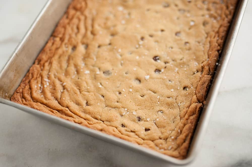 Salted Chocolate Chip Cookie Bars pan