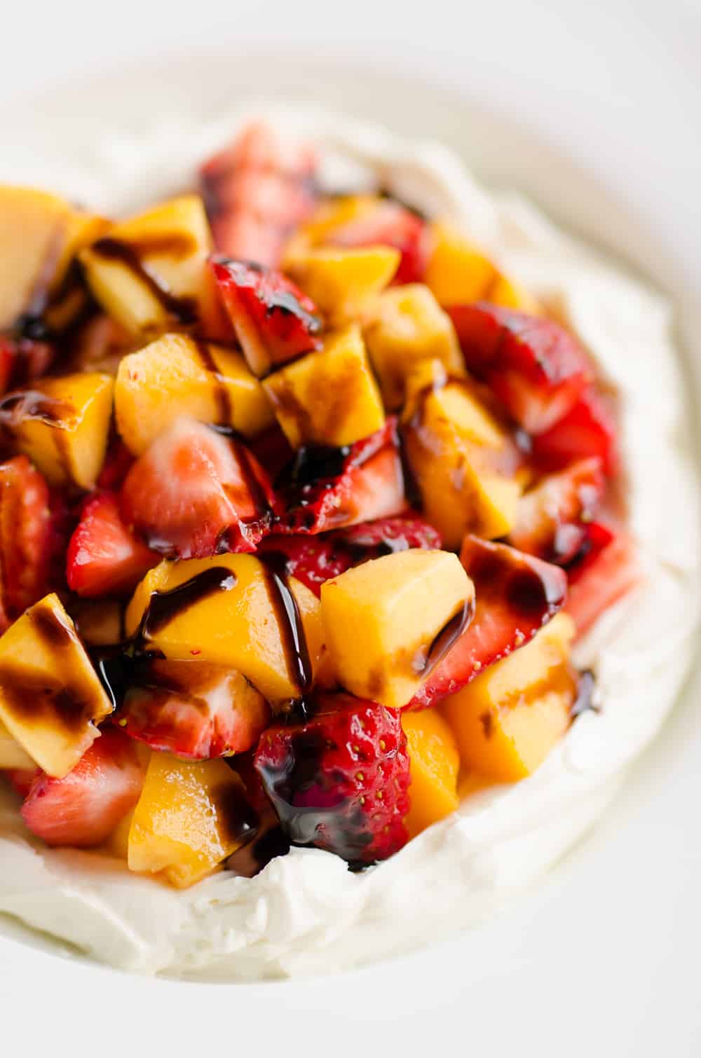 Plate of Whipped Honey Goat Cheese Dip with Balsamic Fruit 