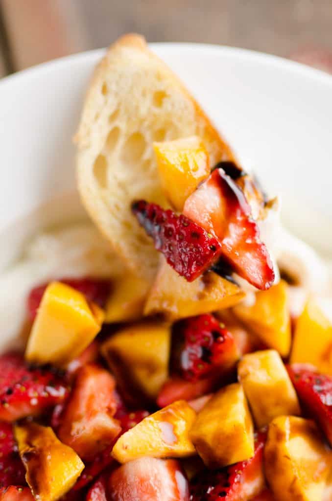 Whipped Honey Goat Cheese Dip with Balsamic Fruit