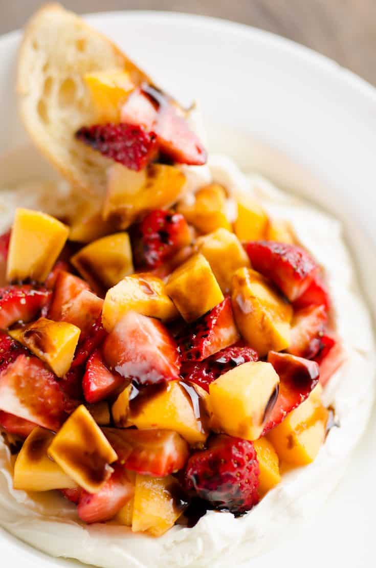 Whipped Honey Goat Cheese Dip with Balsamic Fruit