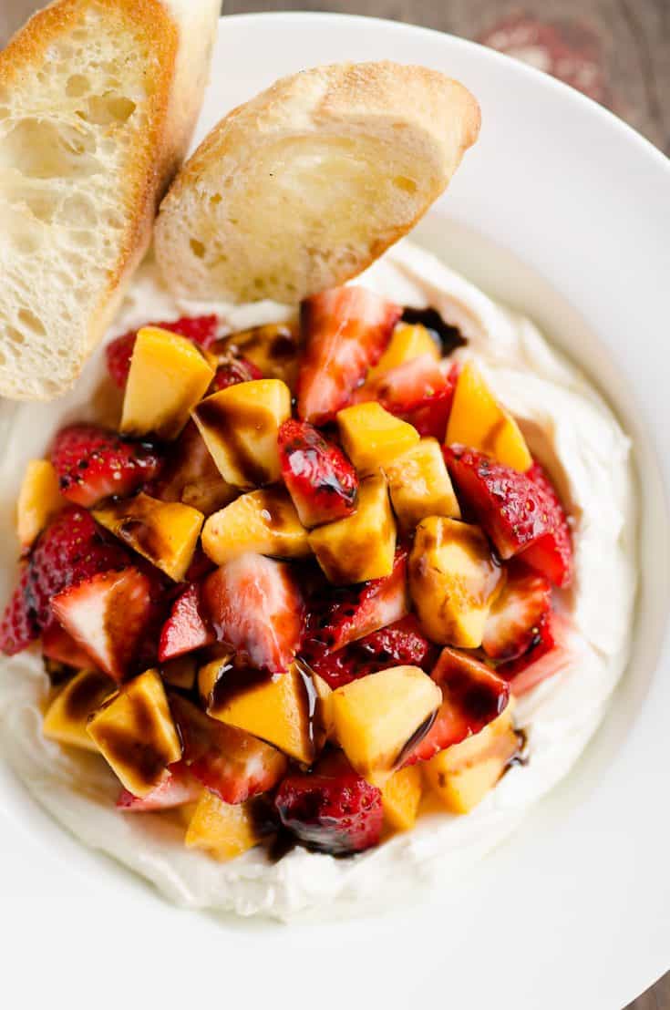 Whipped Honey Goat Cheese Dip with Balsamic Fruit