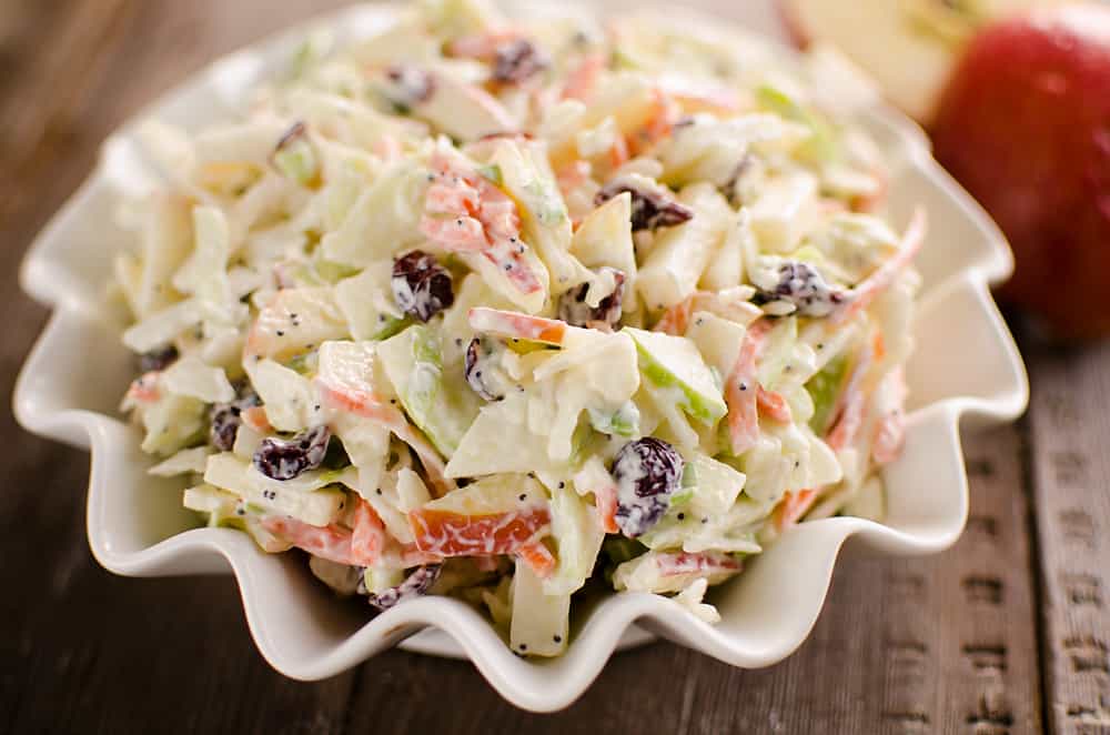 Apple Cranberry Poppy Seed Slaw Salad bowl