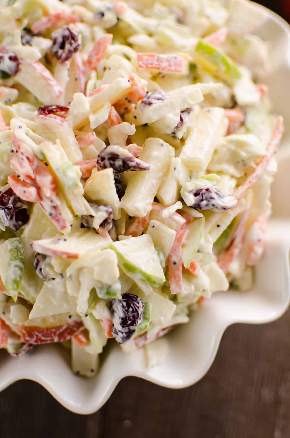 Apple Cranberry Poppy Seed Slaw Salad bowl