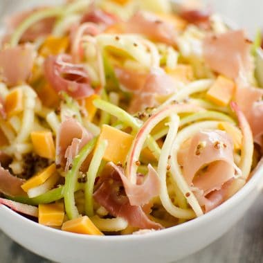 Spiralized Apple, Cheddar & Prosciutto Salad bowl