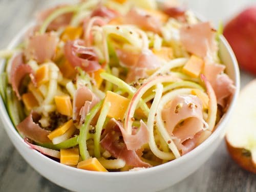 Spiralized Apple, Cheddar & Prosciutto Salad bowl