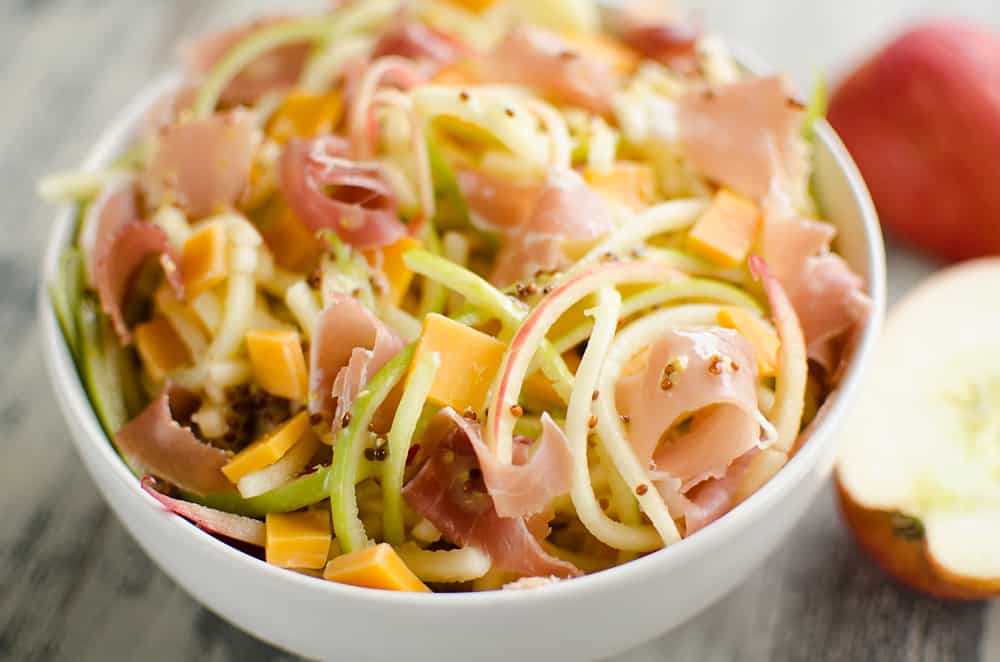 Spiralized Apple, Cheddar & Prosciutto Salad bowl