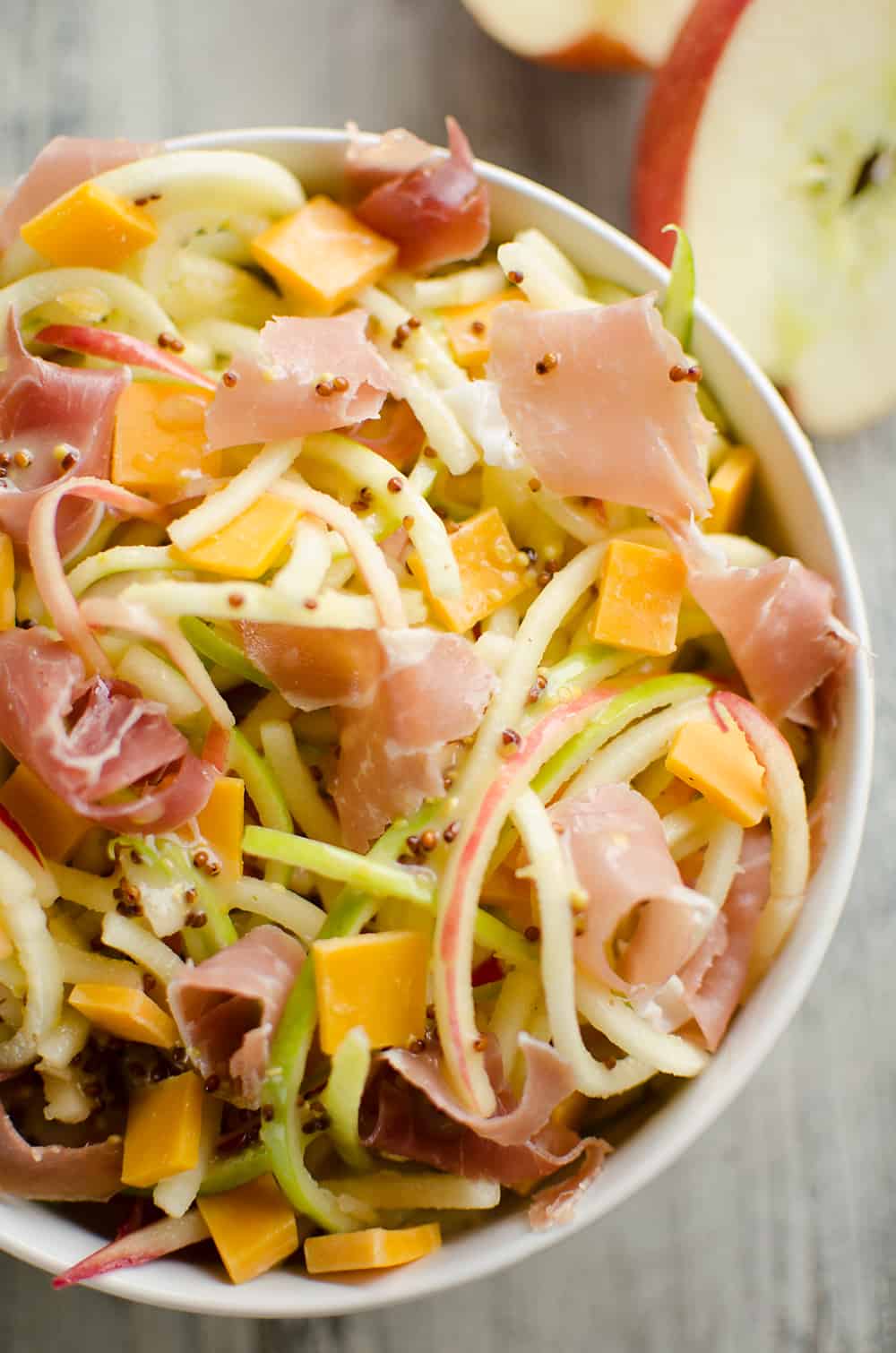 Spiralized Apple, Cheddar & Prosciutto Salad