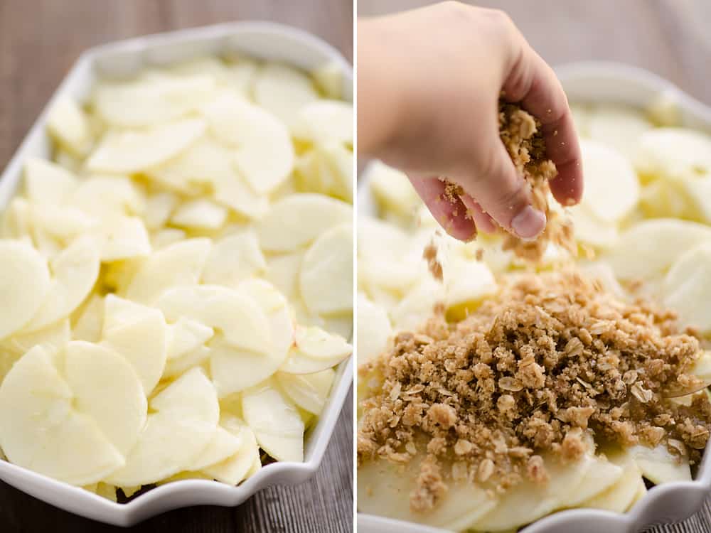 Spiralized Apple Crisp Recipe assembly