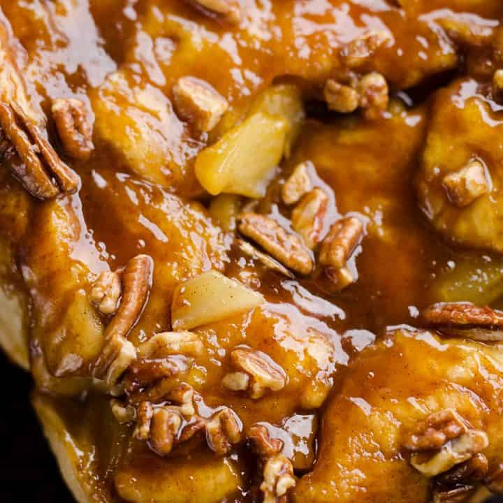 Caramel Apple Pecan Monkey Bread closeup