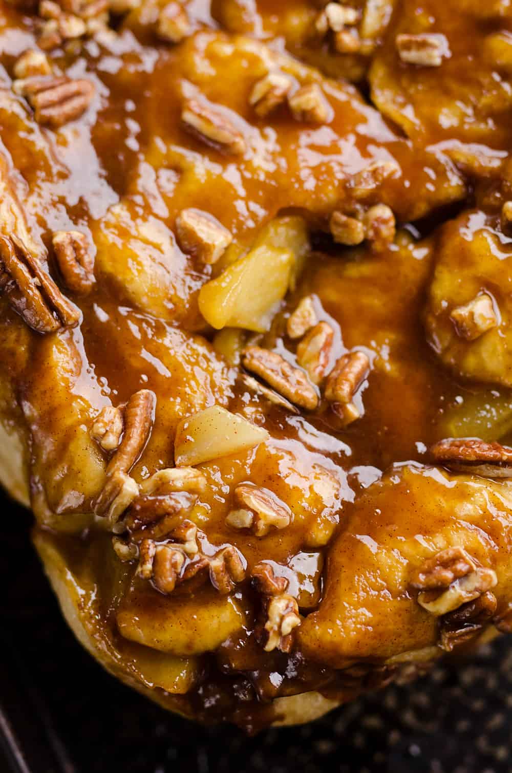 Caramel Apple Pecan Monkey Bread closeup