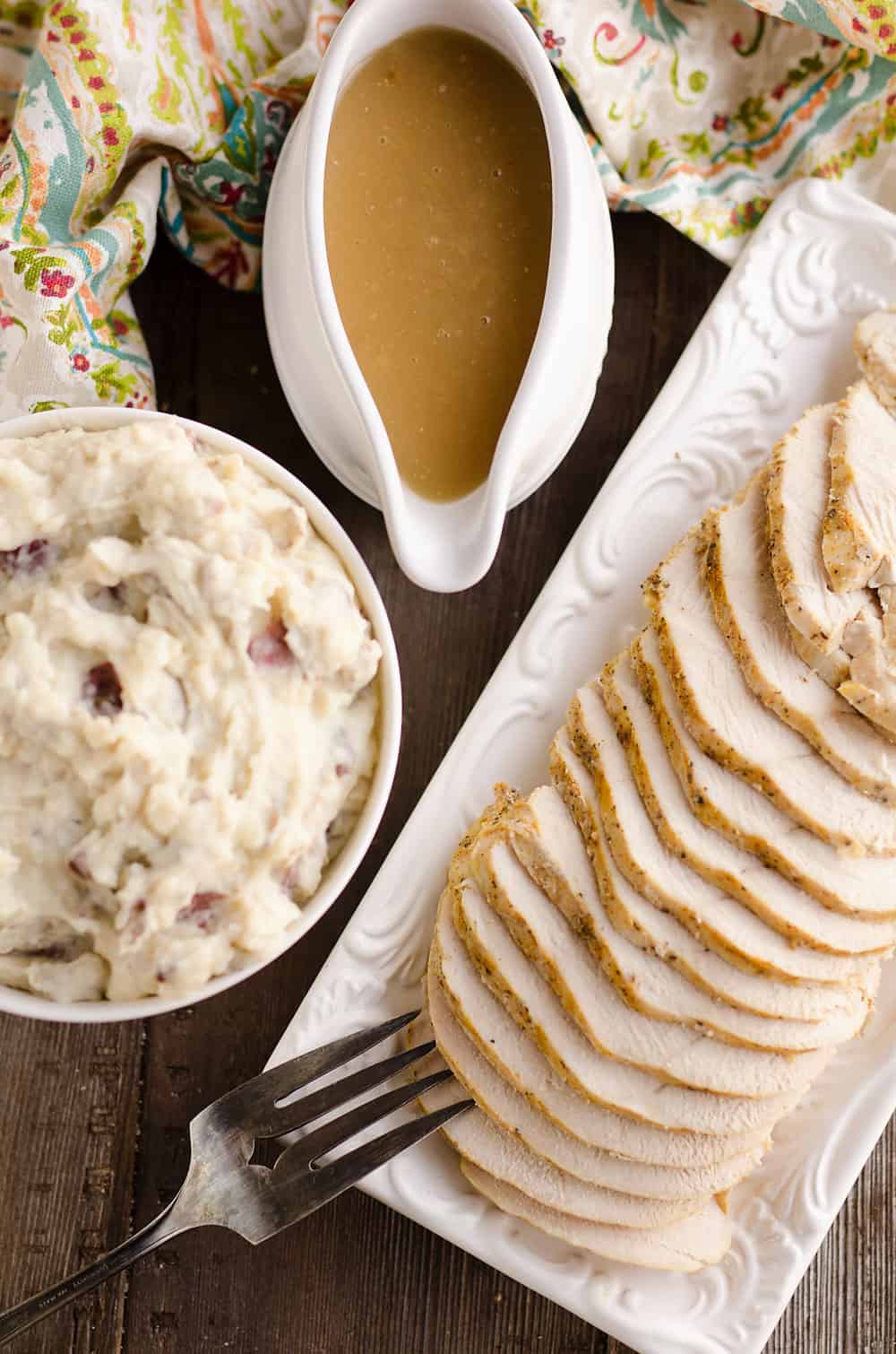 Crock Pot Turkey & Garlic Mashed Potatoes dinner service