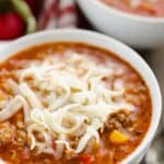 Pressure Cooker Stuffed Pepper Sausage Soup with cheese