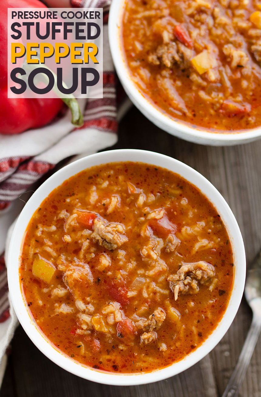 Pressure Cooker Stuffed Pepper Sausage Soup {Instant Pot}