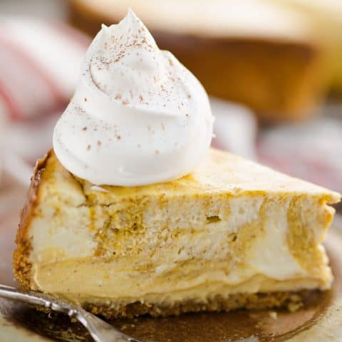 Pumpkin Swirl Cheesecake slice