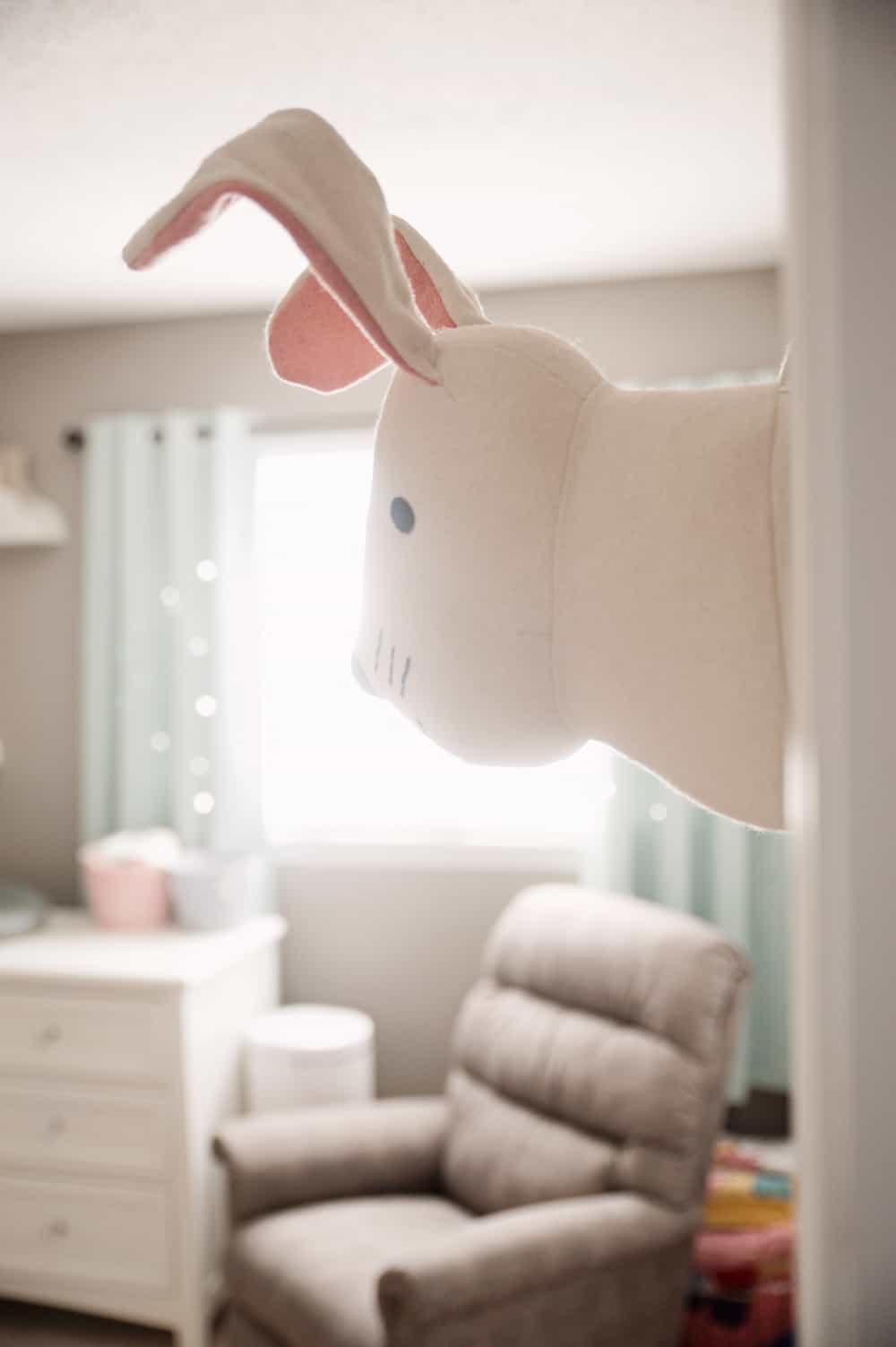 Boy Girl Gender Neutral Twin Bunny Nursery Reveal - Pillowfort Plush Bunny Head Mounted