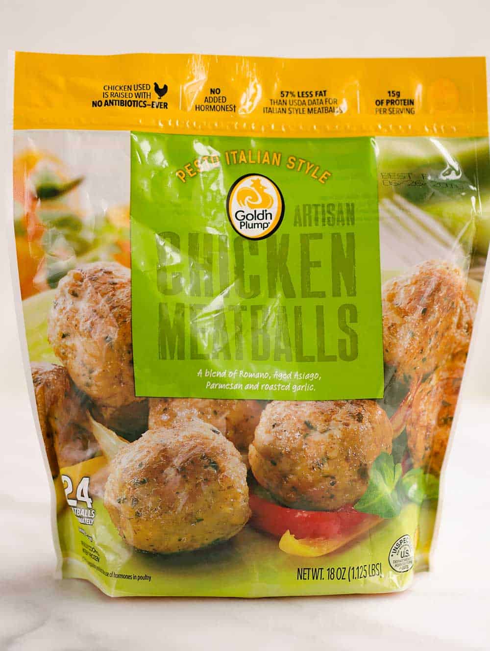 Gold'n Plump Pesto Italian Style Chicken Meatballs in bag