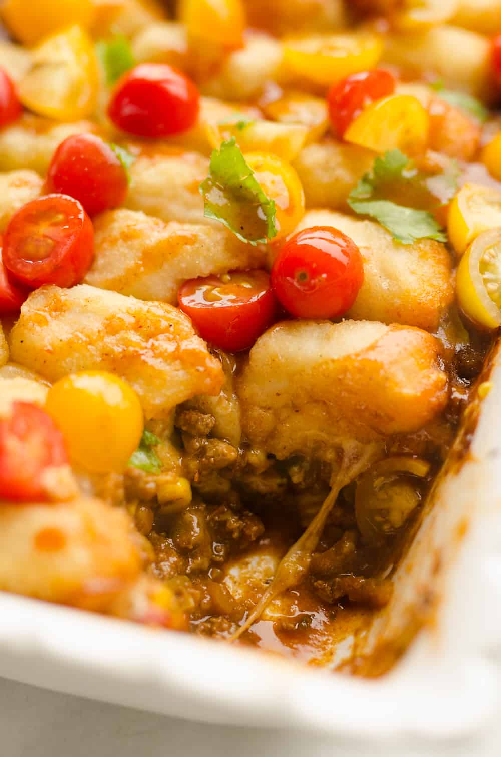 Light Taco Cauliflower Tot Hotdish casserole