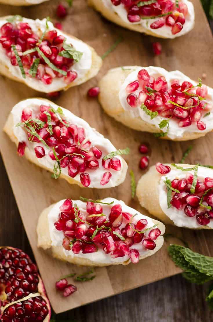 Pomegranate Goat Cheese Crostini Easy 5 Ingredient Appetizer
