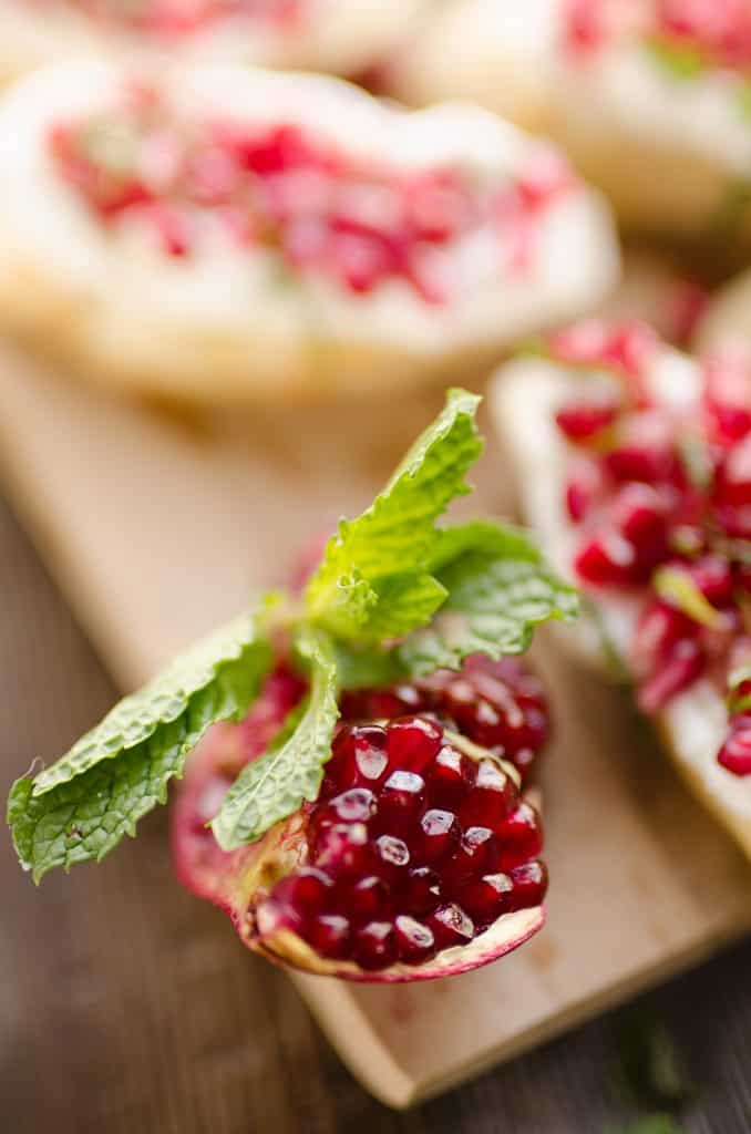 Pomegranate Goat Cheese Crostini Easy 5 Ingredient Appetizer