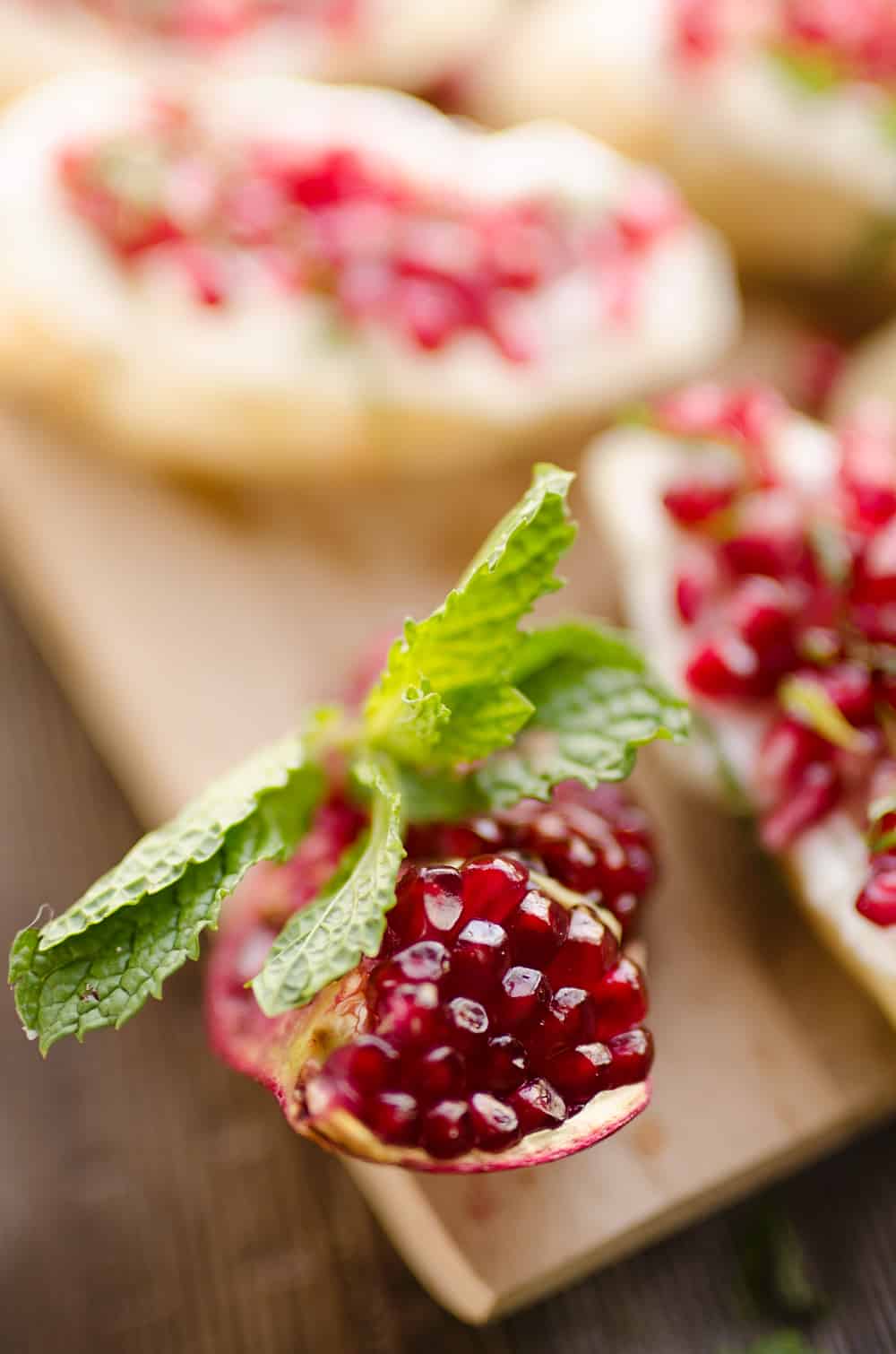 Pomegranate Goat Cheese Crostini 