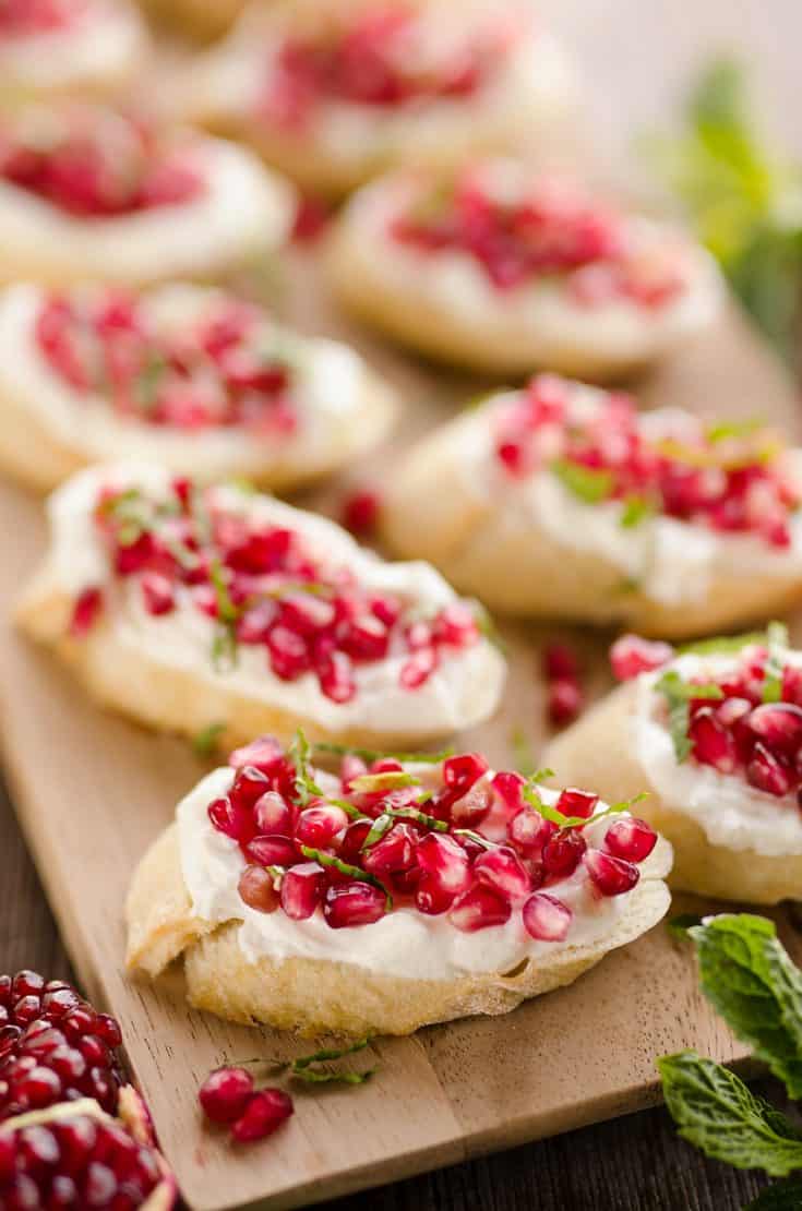 Pomegranate Goat Cheese Crostini Easy 5 Ingredient Appetizer