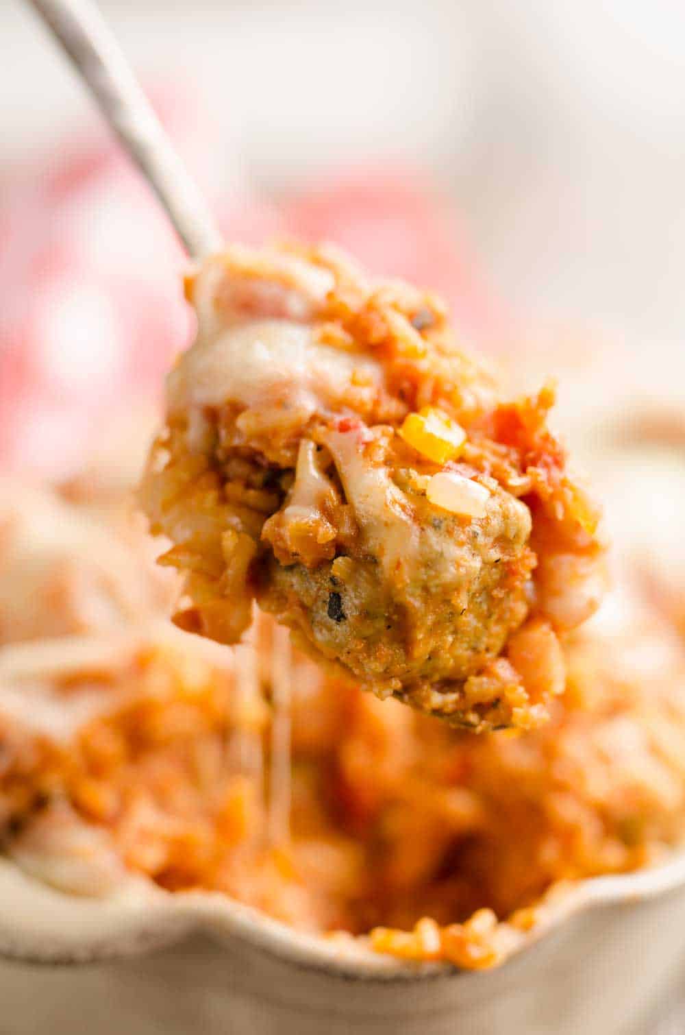 Pressure Cooker Cheesy Italian Rice & Meatballs