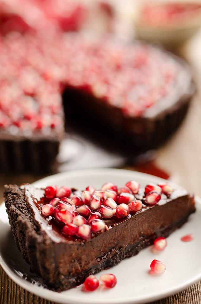 slice of chocolate tart on plate