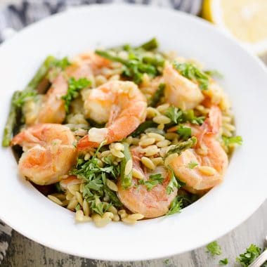 Pressure Cooker Lemon Butter Shrimp & Orzo Dinner