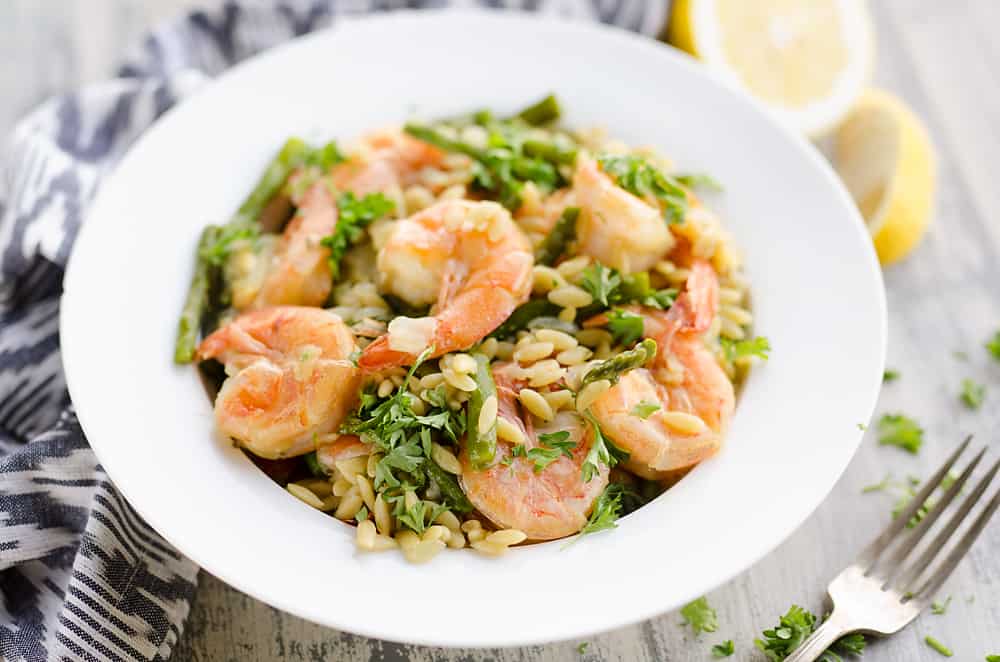 Pressure Cooker Lemon Butter Shrimp & Orzo Dinner