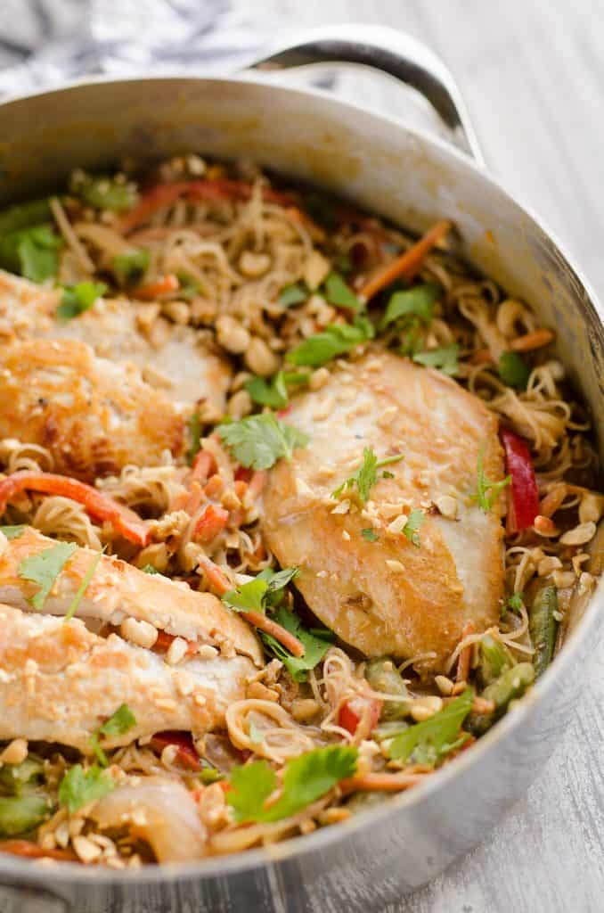 Thai Peanut Chicken Noodle Skillet Healthy 20 Minute Recipe