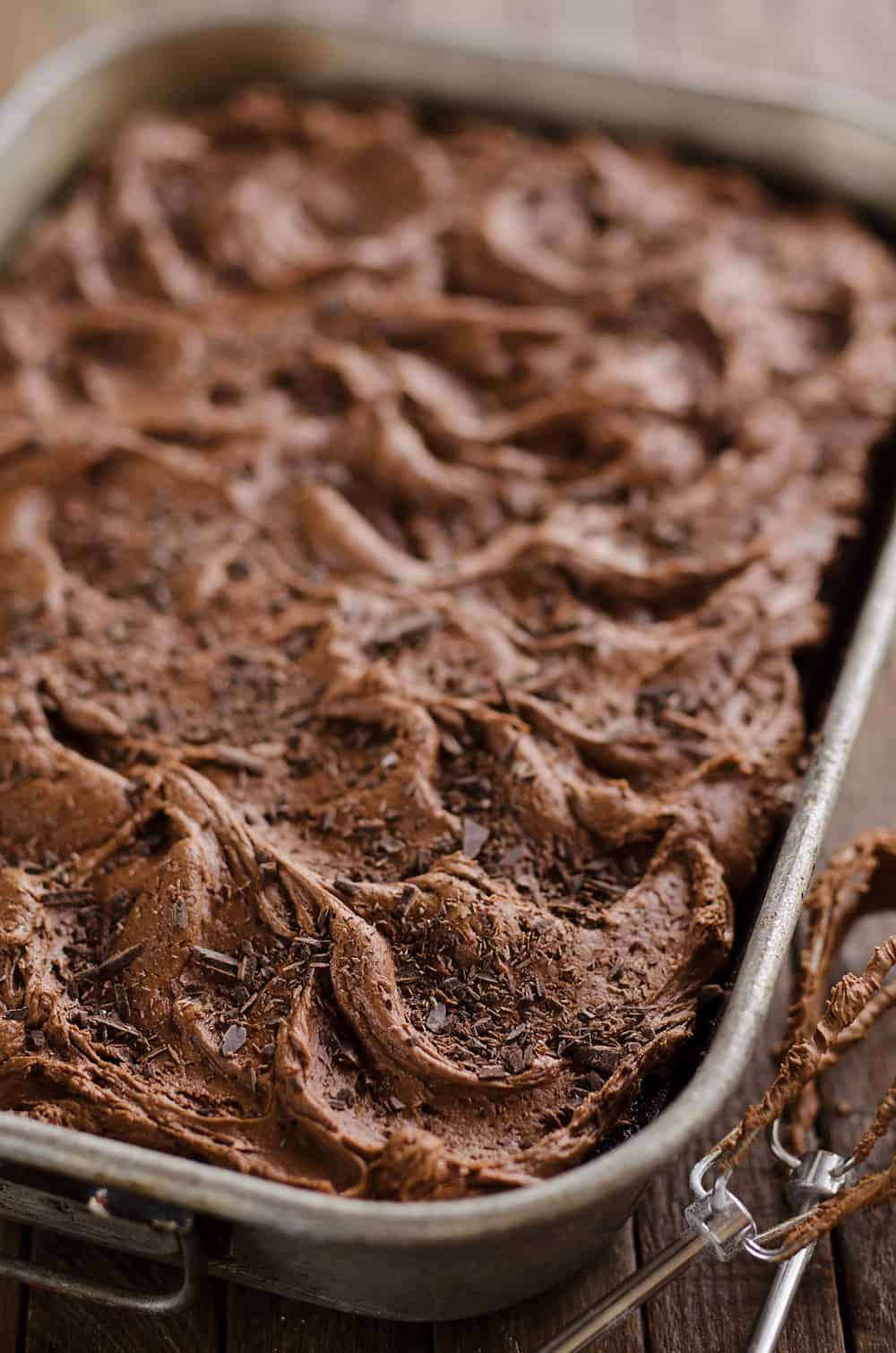 Triple Chocolate Cake in pan